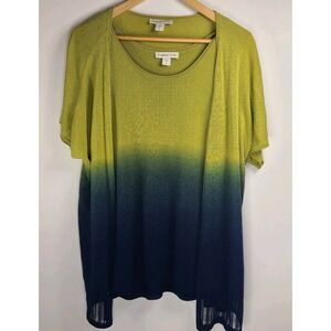 Coldwater Creek 2-Piece Blouse & Cardigan Set Size Large 14 Cotton-Rayon E U C